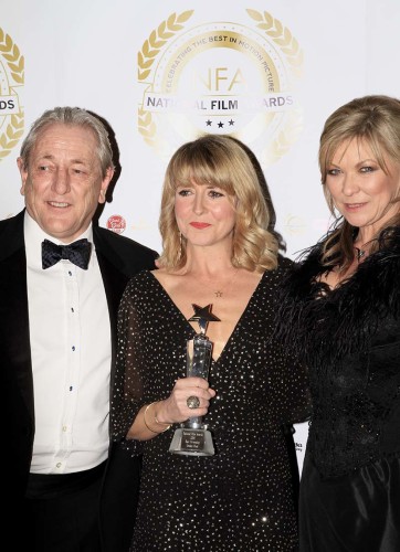 14 Presenters Mark Wingett and Claire King with winner of best screenplay Aleki Blythe