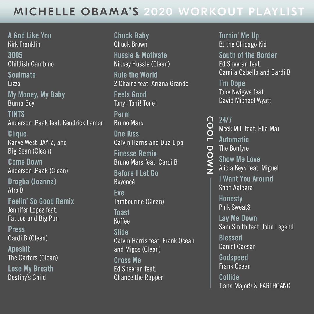 Michelle Obama Features Burna Boy & Afro B On Her Workout Playlist