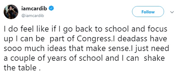 Cardi B's tweet on politics