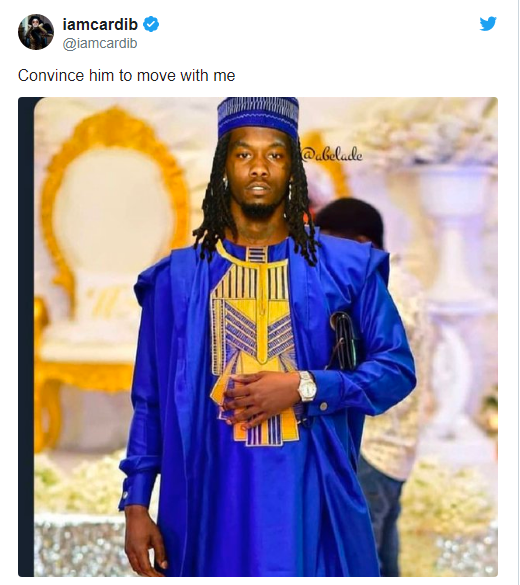 Cardi B wants fans to convince Offset to relocate with her to Nigeria