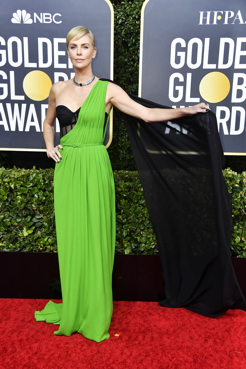 Charlize Theron on the Golden Globes 2020 red carpet