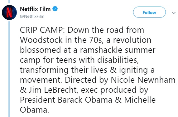 Netflix announces 'Crip Camp' from The Obamas