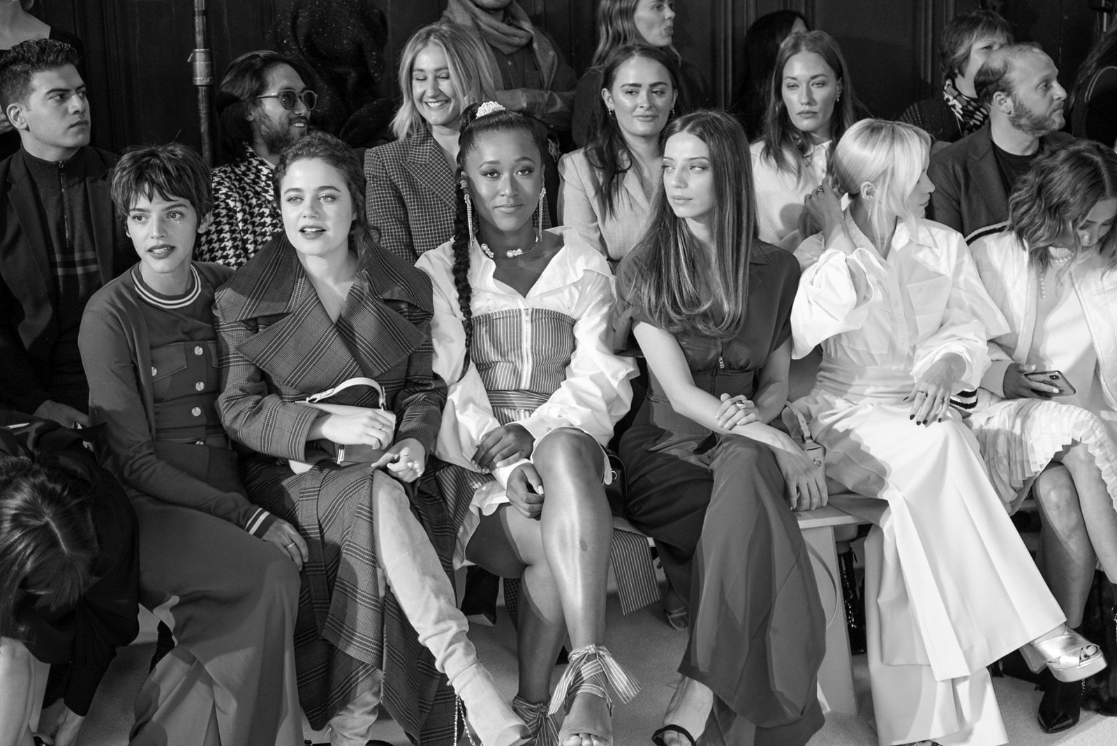 Naomi Osaka sitting at the front row with friends at New York Fashion Week